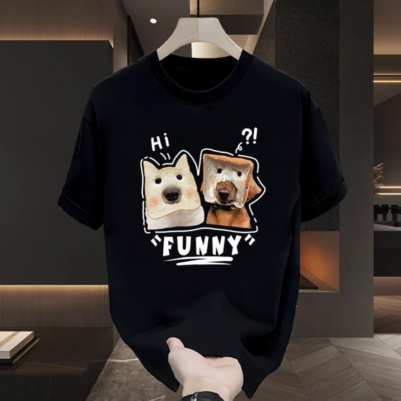 Kawaii Puppy Print Cotton T-sh - Streetwear Brand Drops review and price