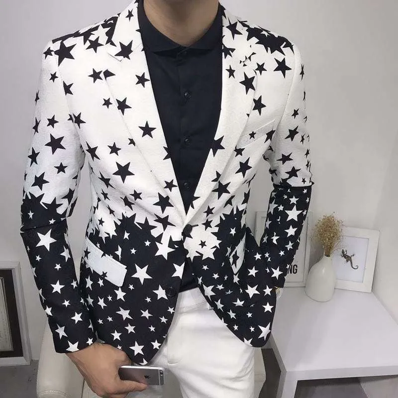 Star Print Slim Fit Blazers 20 - Streetwear Brand Jacket review and price