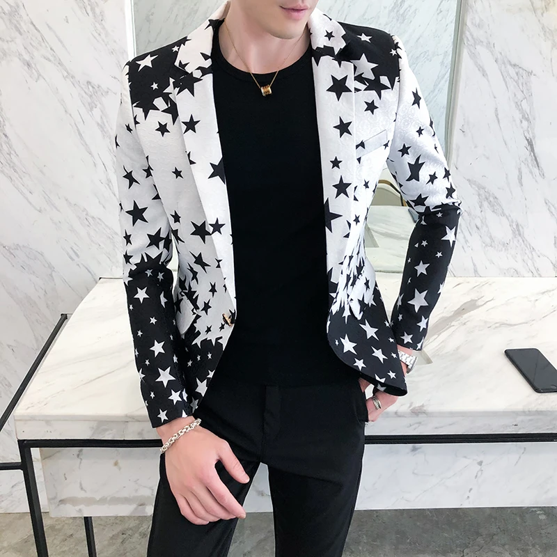 Star Print Slim Fit Blazers 20 - Streetwear Brand Jacket review and price